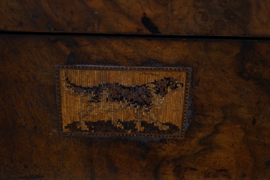 A Victorian writing slope, painted with a panel of a ship in full sail. 39cm wide x 17 cm high. Condition - top cracked